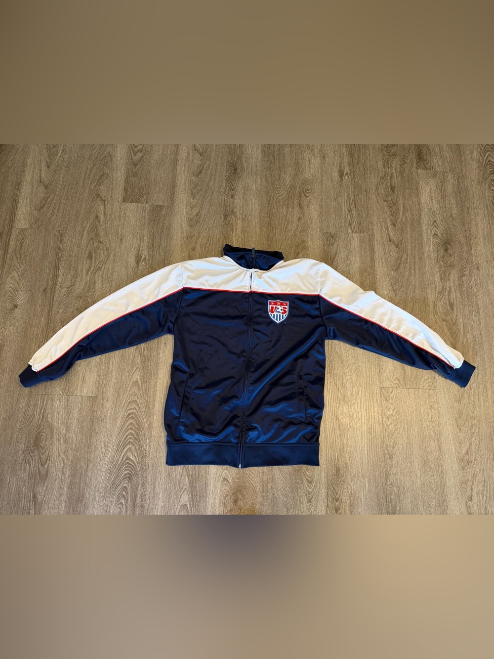 USA Soccer Zip Up Jacket Size L Red White Blue Rhinox